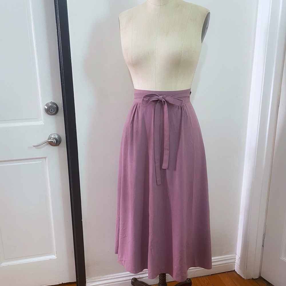 Women’s Mauve Midi Skirt with Waist Tie
